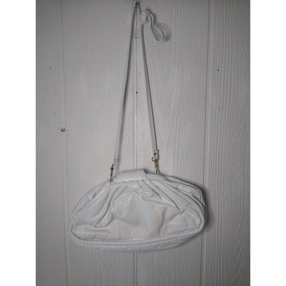 Samir Vtg HandBag White Bright Color Block Zigzag Prints Leather Hinged Purse - Picture 6 of 12